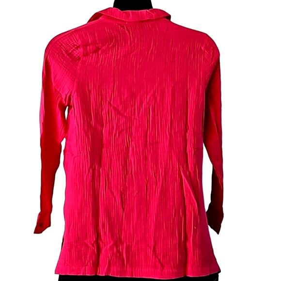 Belle Beach by Kim Gravel Gauze Button Front Tunic - Ultra Pink - Size XS0 - Picture 7 of 7